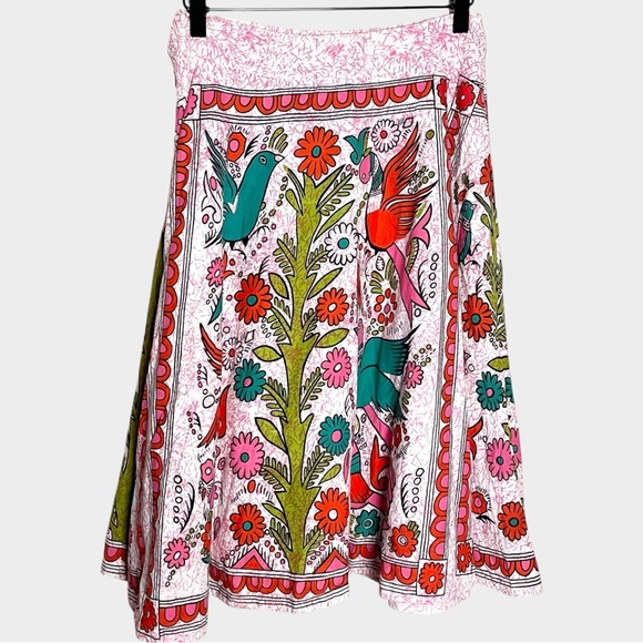 ANTHROPOLOGIE Odille Rare Vintage Otomi Folkloric Bird Skirt Size 4 Cotton - Picture 3 of 7
